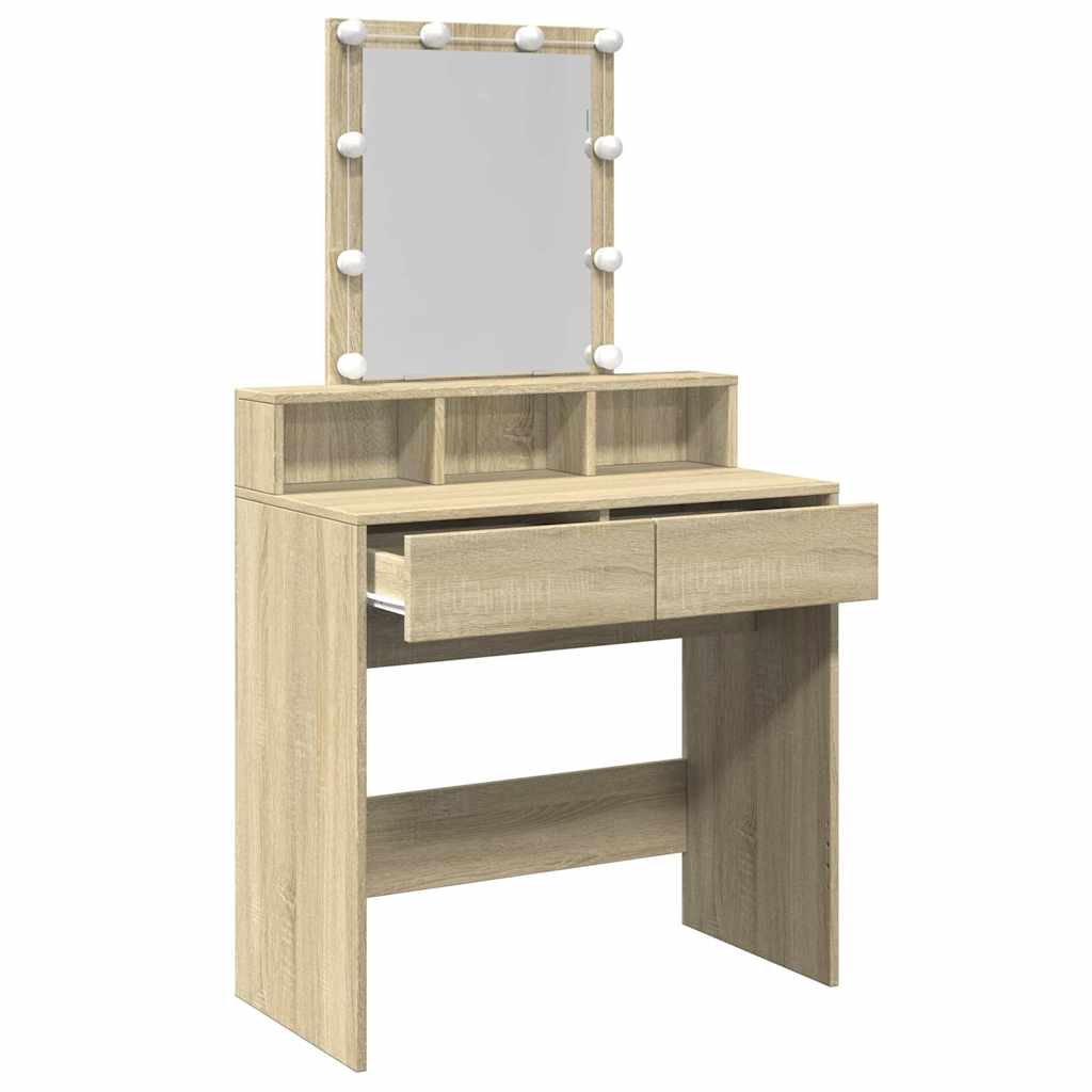 Schminktisch mit LED-Beleuchtung Sonoma-Eiche 80x41x144,5 cm